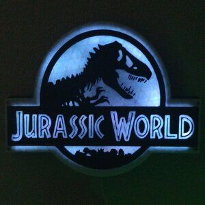 3D Printed Jurassic World RGB LED 8" x 6.5" Sign With Remote Control